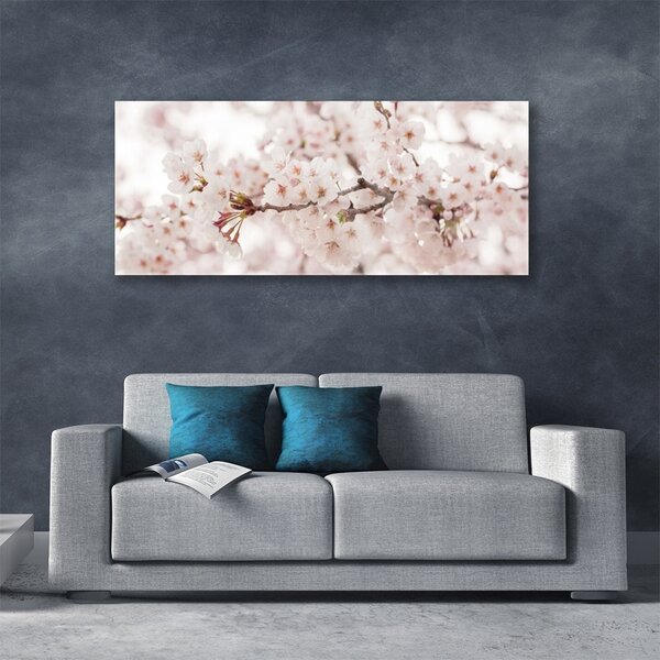 Tablou pe sticla Flori Floral alb