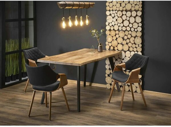 Masa extensibila bucatarie DICKSON, stejar natural/negru, 150/210x90x7
