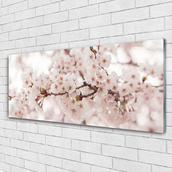Tablou pe sticla Flori Floral alb