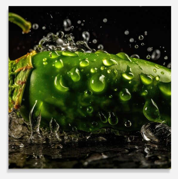 Panou Sticla Bucatarie, 60x60cm, Protectie aragaz, Antistropi, Termorezistent, Alimente, Legume, Chili Splash
