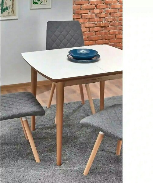 Masa extensibila BARRET, alb/stejar, 90/190x80x75 cm