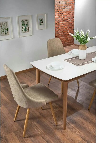 Masa extensibila BARRET, alb/stejar, 90/190x80x75 cm