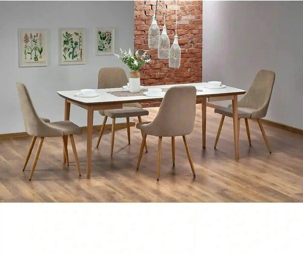 Masa extensibila BARRET, alb/stejar, 90/190x80x75 cm