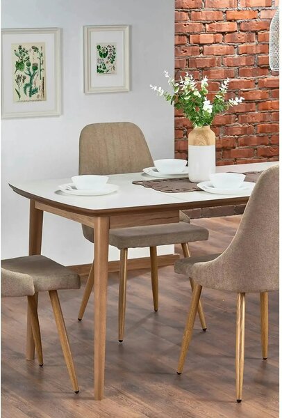 Masa extensibila BARRET, alb/stejar, 90/190x80x75 cm