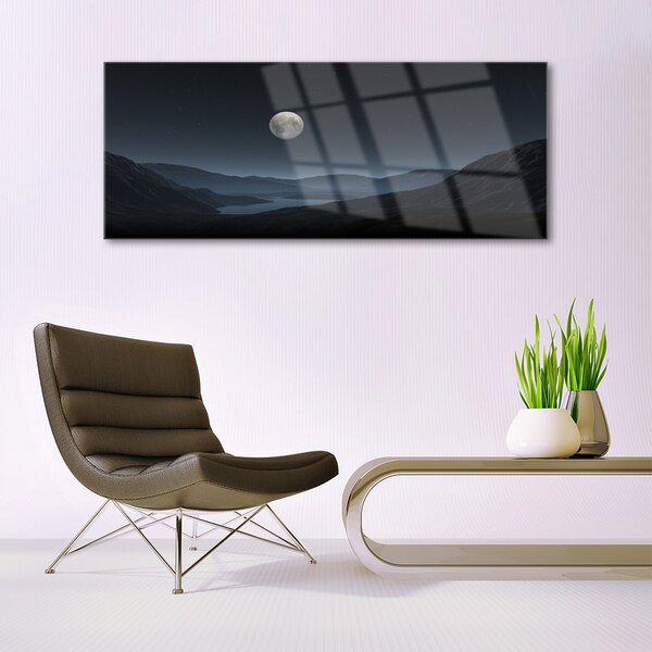 Tablou pe sticla Noapte Moon Peisaj Gri Negru
