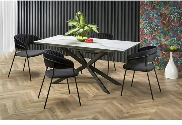 Masa living marmura DIESEL, alb/negru, 160/200x90x76 cm
