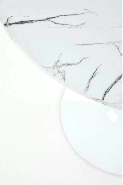 Masa DENVER, alb cu efect de marmura/alb, 80x80x73 cm