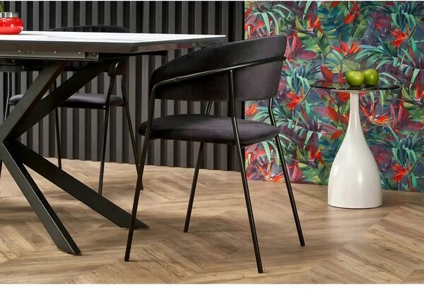 Masa living marmura DIESEL, alb/negru, 160/200x90x76 cm