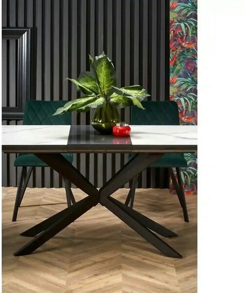 Masa living marmura DIESEL, alb/negru, 160/200x90x76 cm