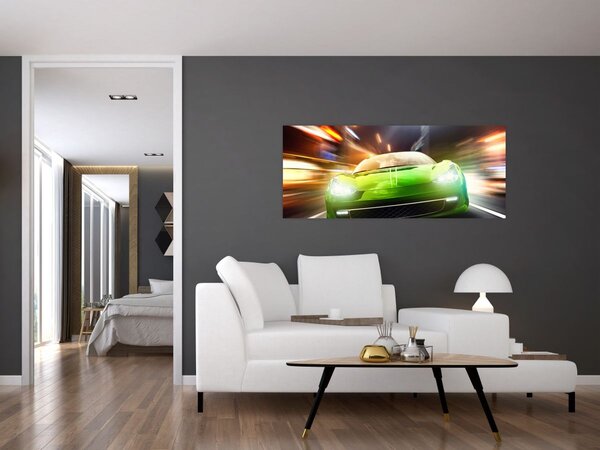 Tablou - Mașină de curse verde (120x50 cm)