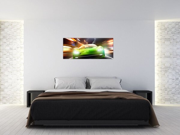 Tablou - Mașină de curse verde (120x50 cm)