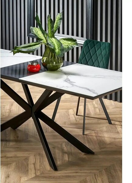 Masa living marmura DIESEL, alb/negru, 160/200x90x76 cm