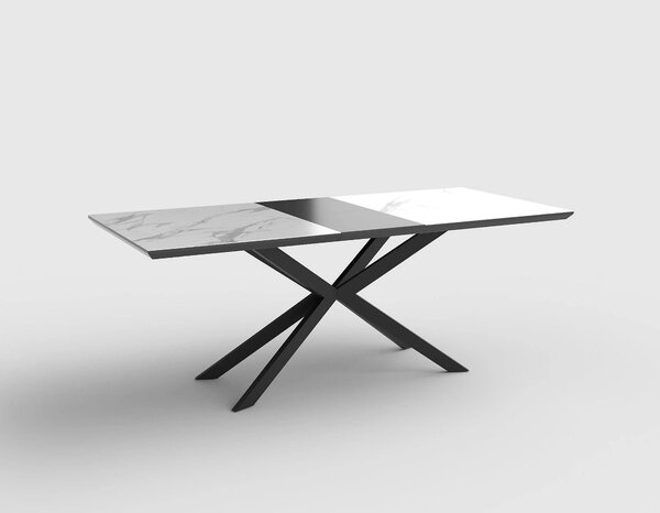 Masa living marmura DIESEL, alb/negru, 160/200x90x76 cm