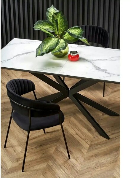 Masa living marmura DIESEL, alb/negru, 160/200x90x76 cm