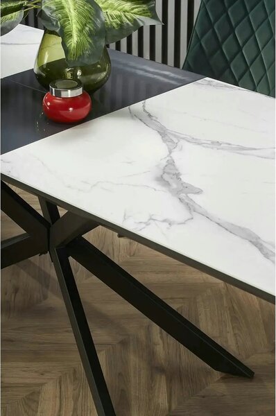 Masa living marmura DIESEL, alb/negru, 160/200x90x76 cm