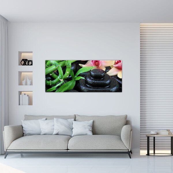 Tablou - Pietre și orhidee (120x50 cm)