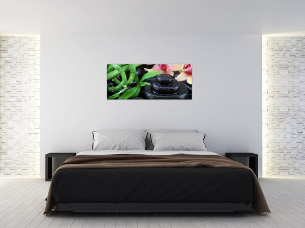 Tablou - Pietre și orhidee (120x50 cm)