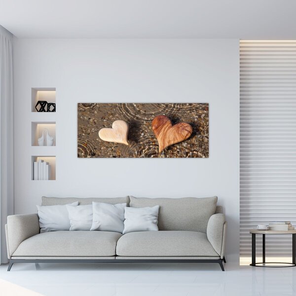 Tablou - Inimile din lemn (120x50 cm)