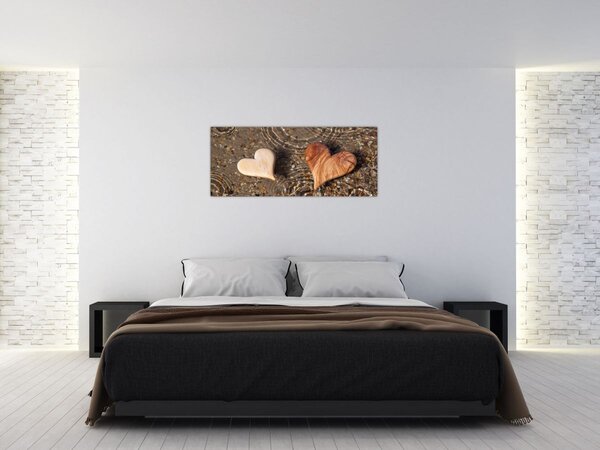 Tablou - Inimile din lemn (120x50 cm)