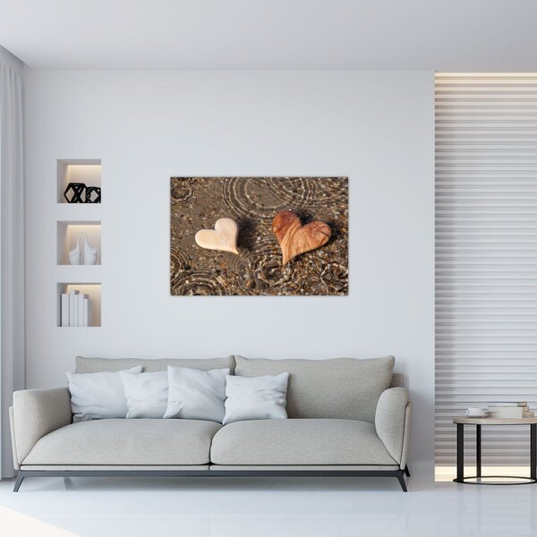 Tablou - Inimile din lemn (90x60 cm)