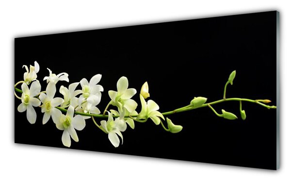 Tablou pe sticla Flori Floral Alb Verde