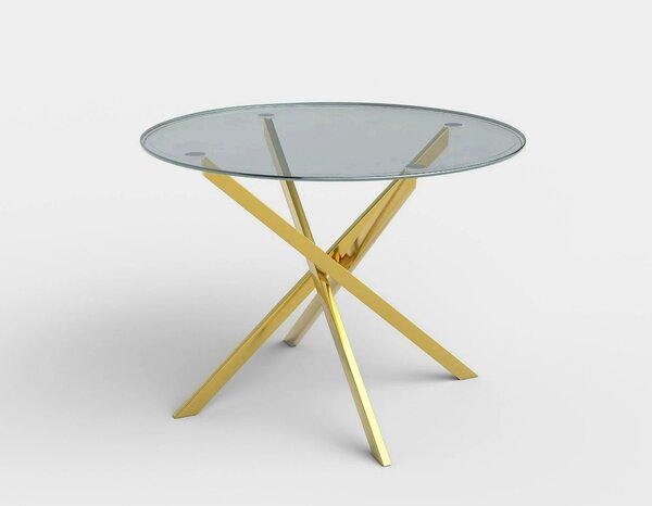 Masa rotunda de sticla RAYMOND, auriu, 100x73 cm