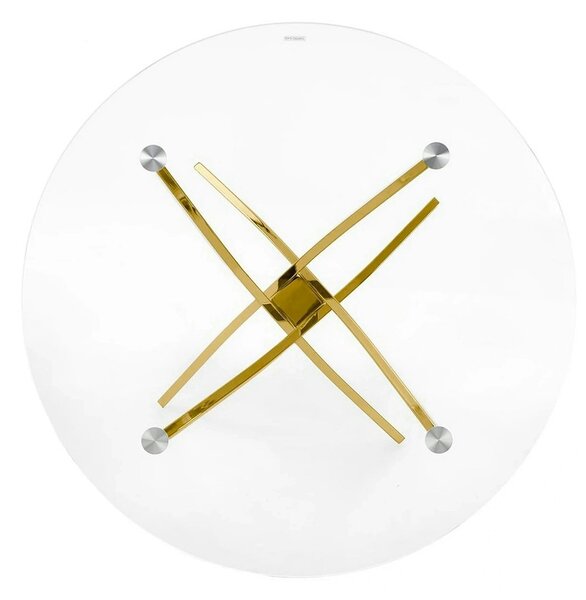 Masa rotunda de sticla RAYMOND, auriu, 100x73 cm