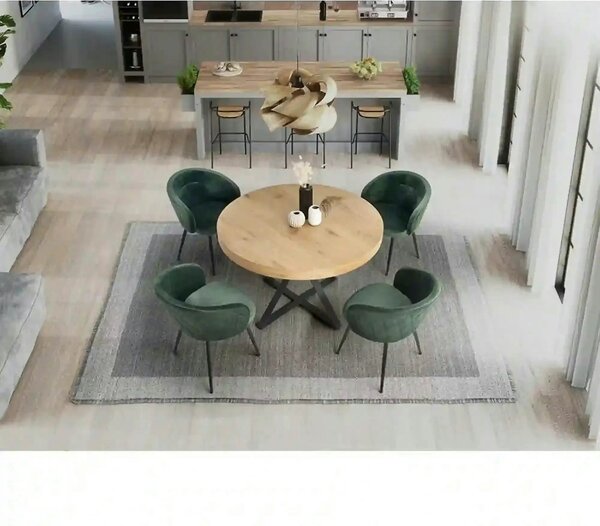 Masa extensibila MERCY, stejar/negru, 120/160x120x80 cm
