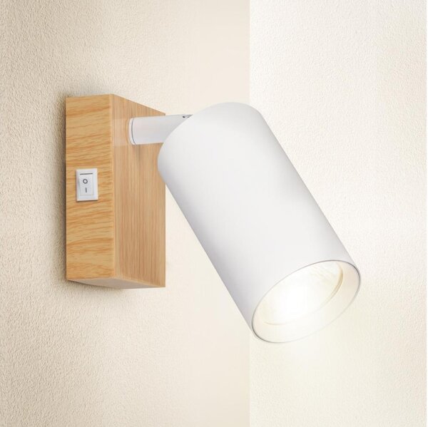 Brilagi - Aplica spot de perete SELE 1xGU10/30W/230V alb/decor stejar