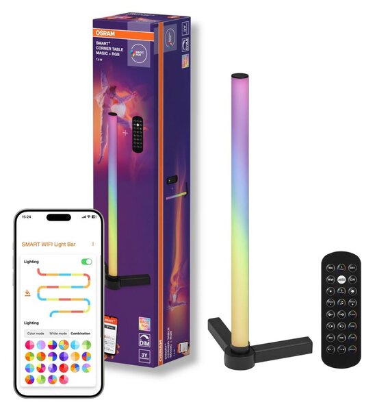 Osram - Lampă de masă LED RGBW dimmabilă SMART+ MAGIC LED/7,5W/230V neagră Wi-Fi + telecomandă