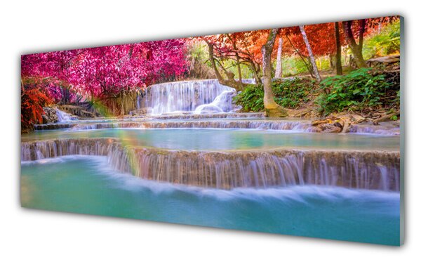 Tablouri acrilice Cascada Natura Albastru Portocaliu Verde