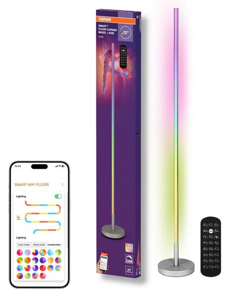 Osram - Lampadar LED RGBW SMART+ MAGIC dimmabil, 11,5W/230V, argintiu, Wi-Fi+telecomandă