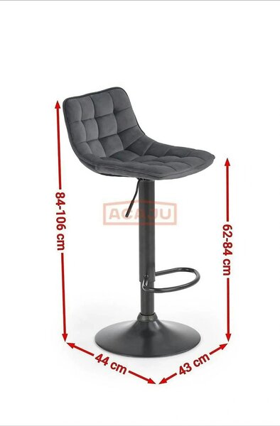 Scaun bar H95, verde inchis/gri inchis, stofa/otel, 43x44x84/106 cm