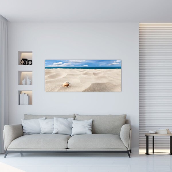Tablou - Scoici pe plajă (120x50 cm)