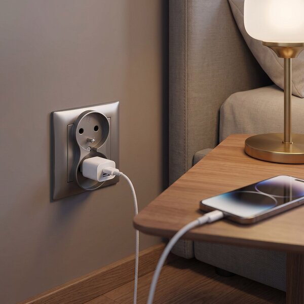 Priză dublă cu împământare OSTE JNH002-G Grey