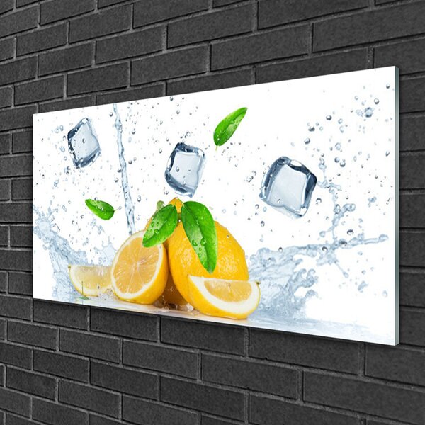 Tablou pe sticla Lime Ice Cubes Bucatarie Verde Alb