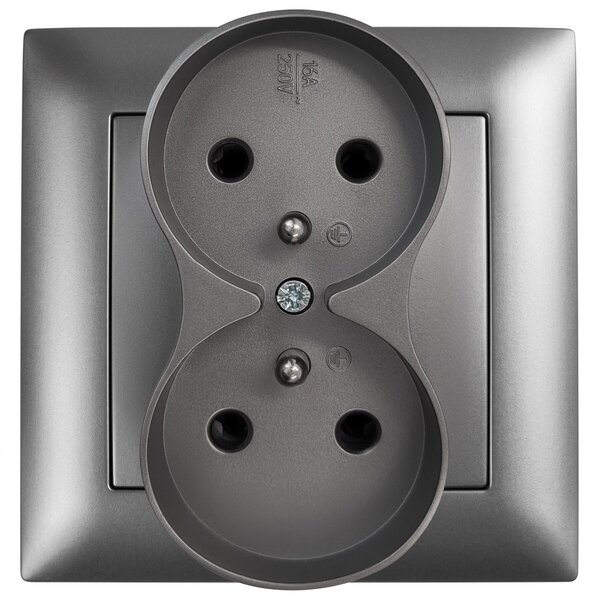 Priză dublă cu împământare OSTE JNH002-G Grey