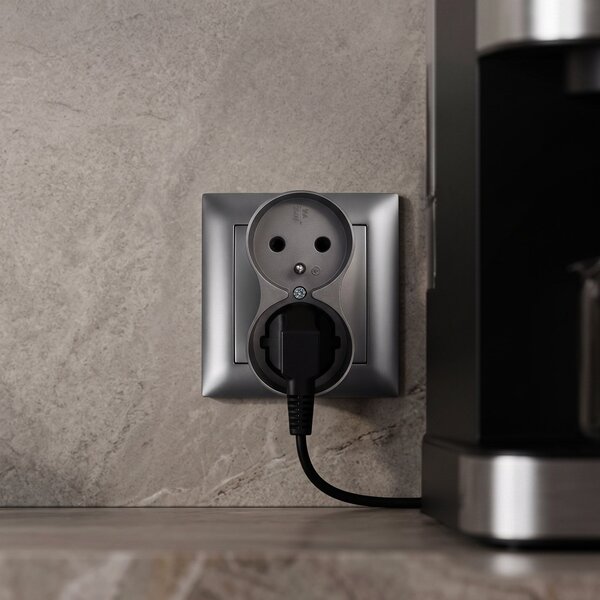 Priză dublă cu împământare OSTE JNH002-G Grey