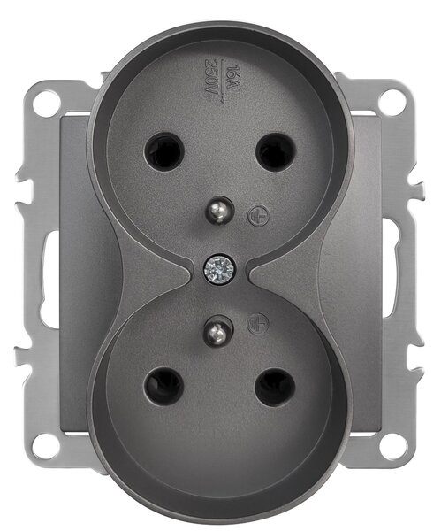 Priză dublă cu împământare OSTE JNH002-G Grey