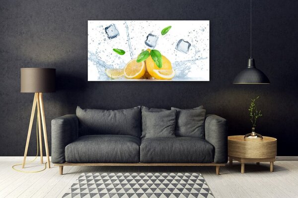 Tablou pe sticla Lime Ice Cubes Bucatarie Verde Alb