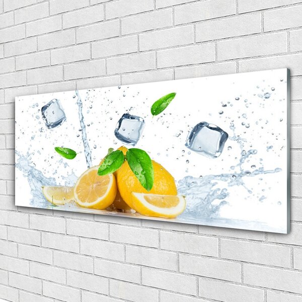 Tablou pe sticla Lime Ice Cubes Bucatarie Verde Alb