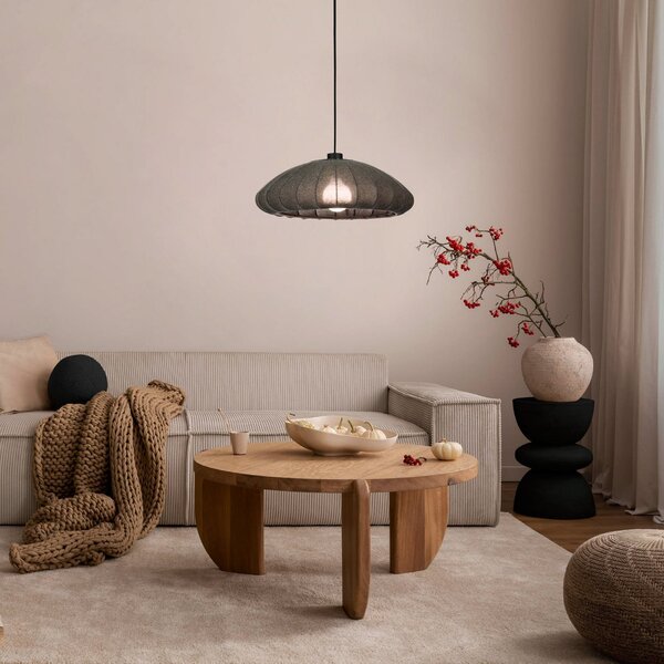 EGLO Barlaston lampă suspendată, abajur textil, 1 bec, reglabil, Negru, Camera de zi / sufragerie, Țesătură / Textil