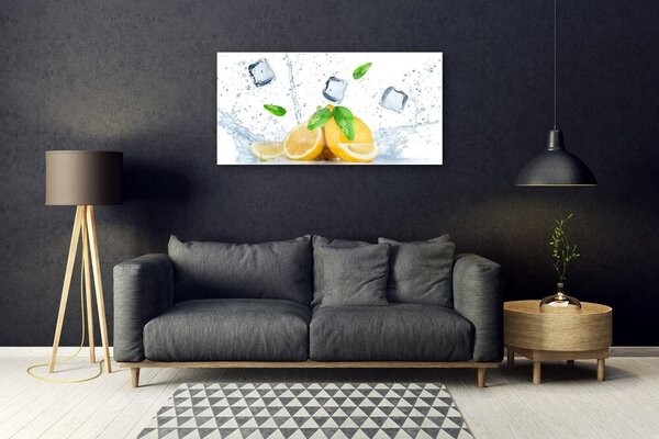 Tablou pe sticla Lime Ice Cubes Bucatarie Verde Alb