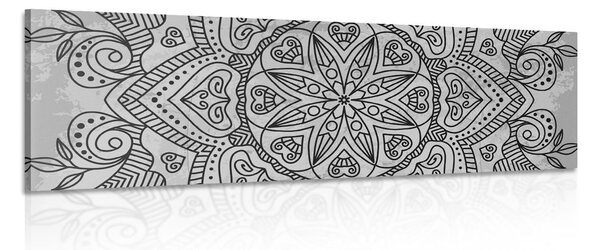 Tablou Mandala cu atingere antică în design alb-negru