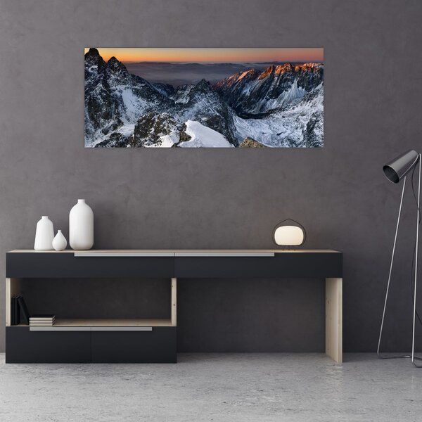 Tablou - Răsărit de soare în munți (120x50 cm)