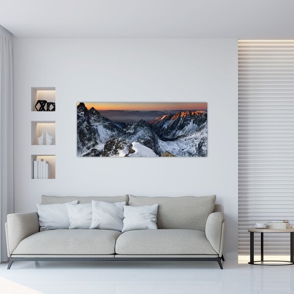 Tablou - Răsărit de soare în munți (120x50 cm)