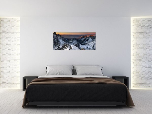 Tablou - Răsărit de soare în munți (120x50 cm)
