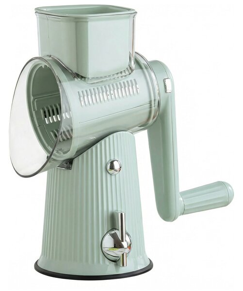 Răzătoare Rotativă cu Manivelă, 10 Tamburi în 5 Variante de Tăiere, 27 cm, Verde Mentă