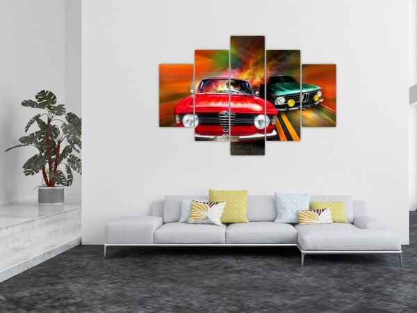Tablou - Mașini de curse retro (150x105 cm)