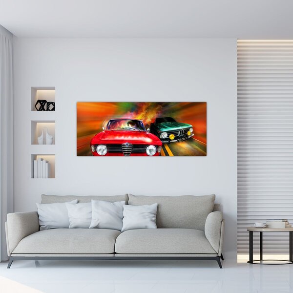Tablou - Mașini de curse retro (120x50 cm)